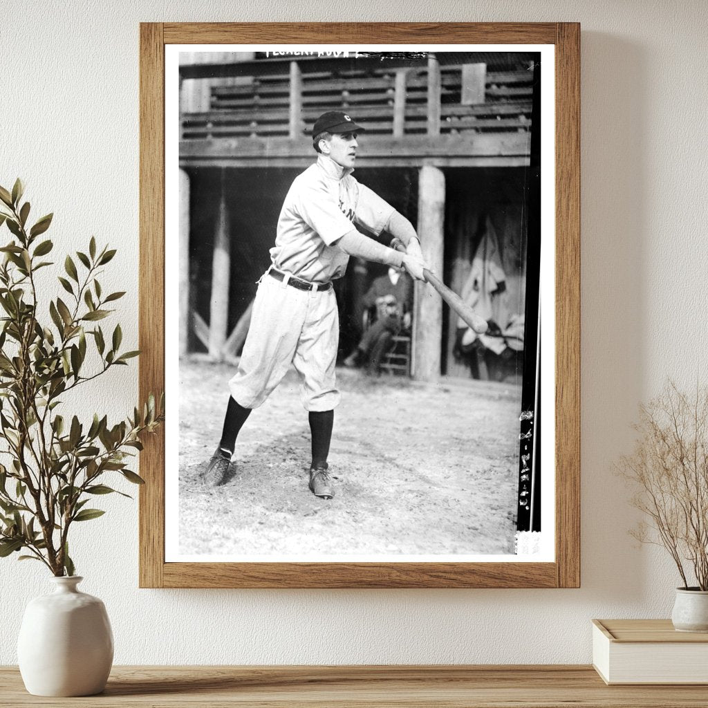 1912 Cleveland Indians Baseball Star in Action
