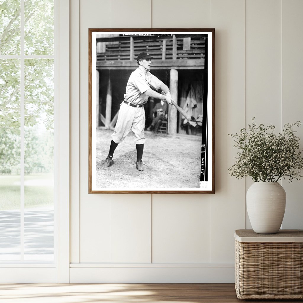 1912 Cleveland Indians Baseball Star in Action