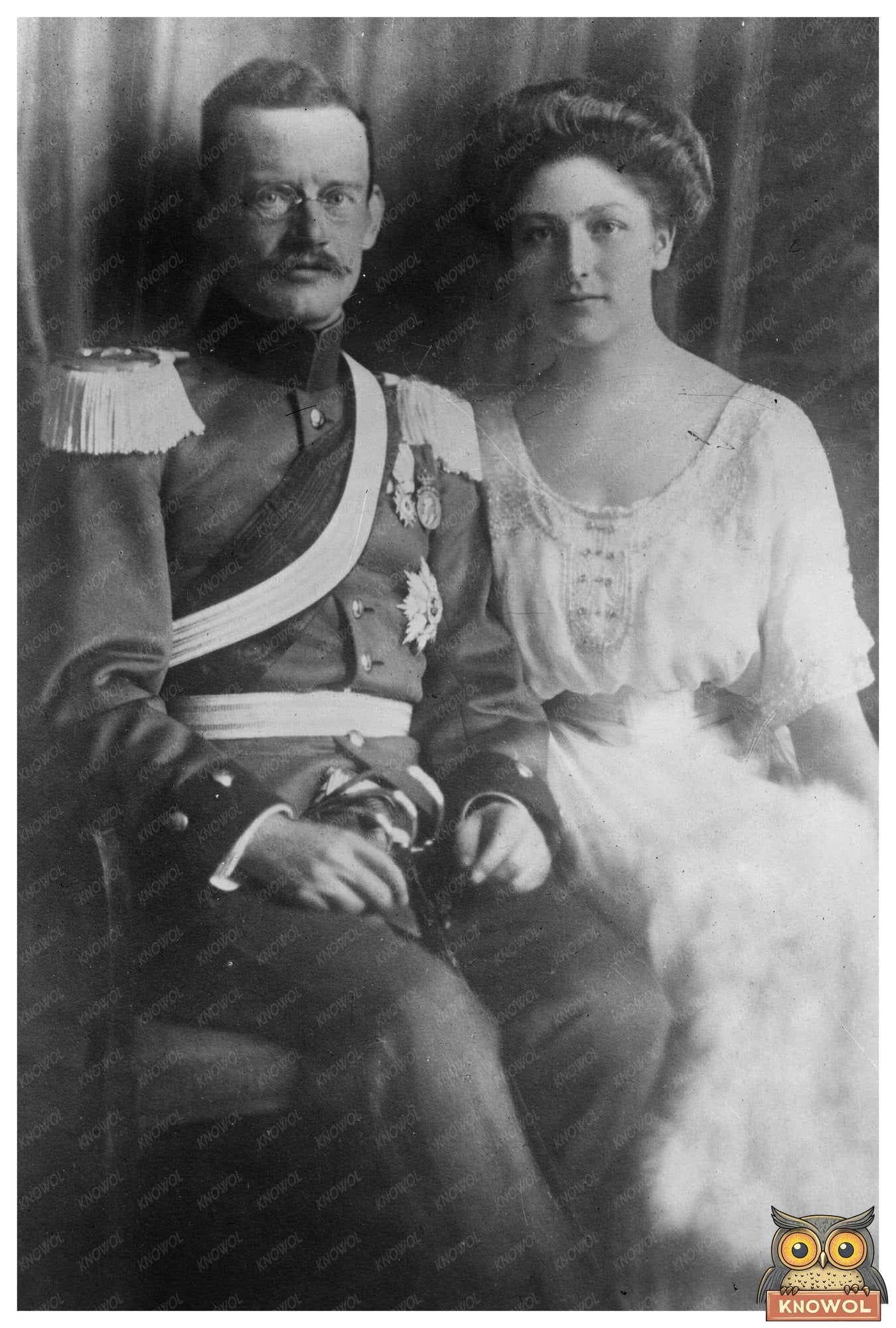 Elegant Portrait of Early 20th Century Royal Couple
