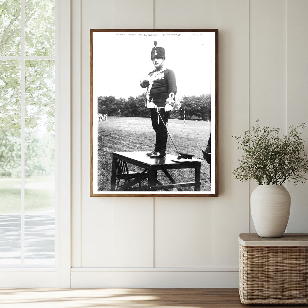 Historic H. Sims conducting searchlight tattoo, Aldershot Print, Vintage Art