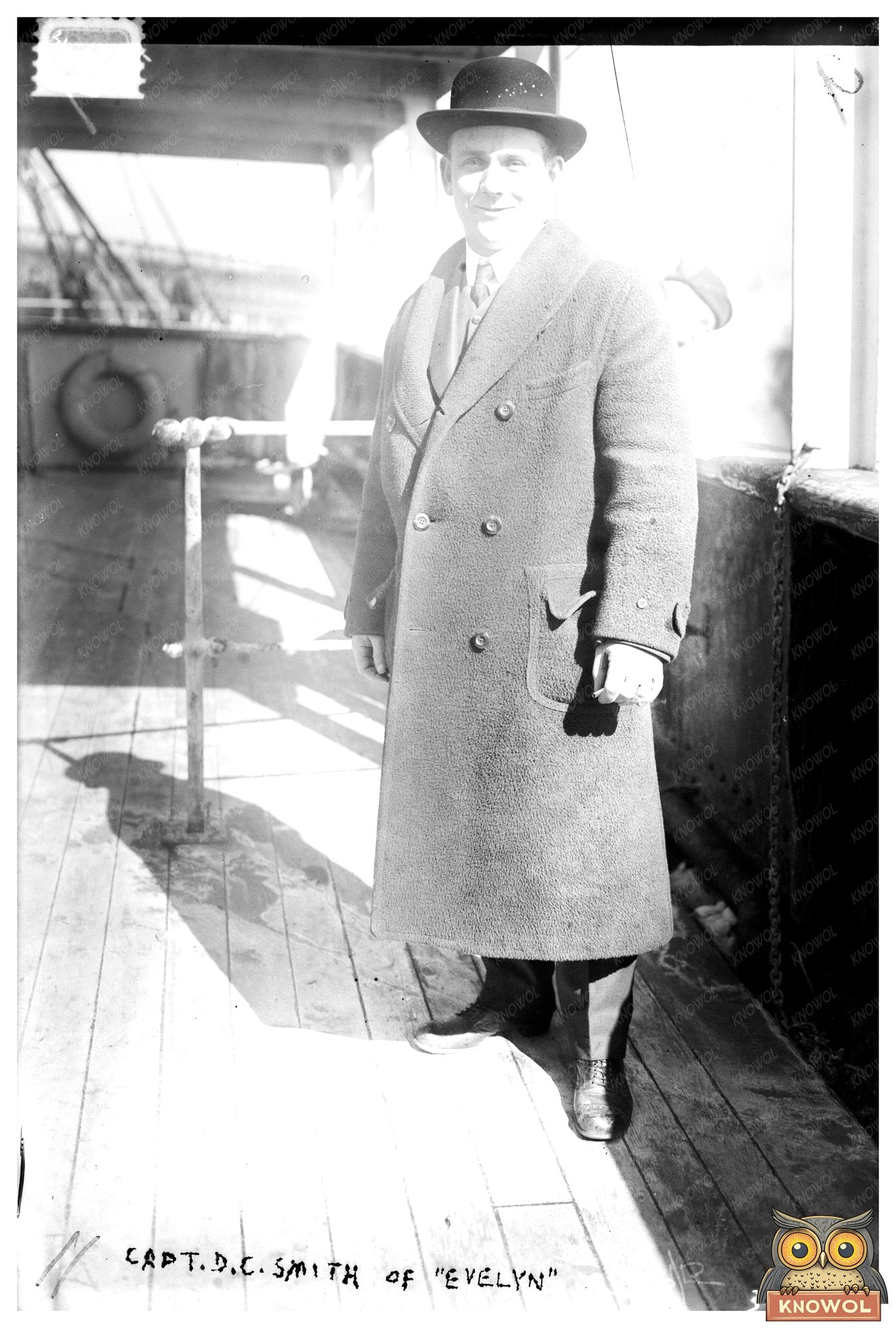 1915 Portrait of Captain D.C. Smith aboard EVELYN