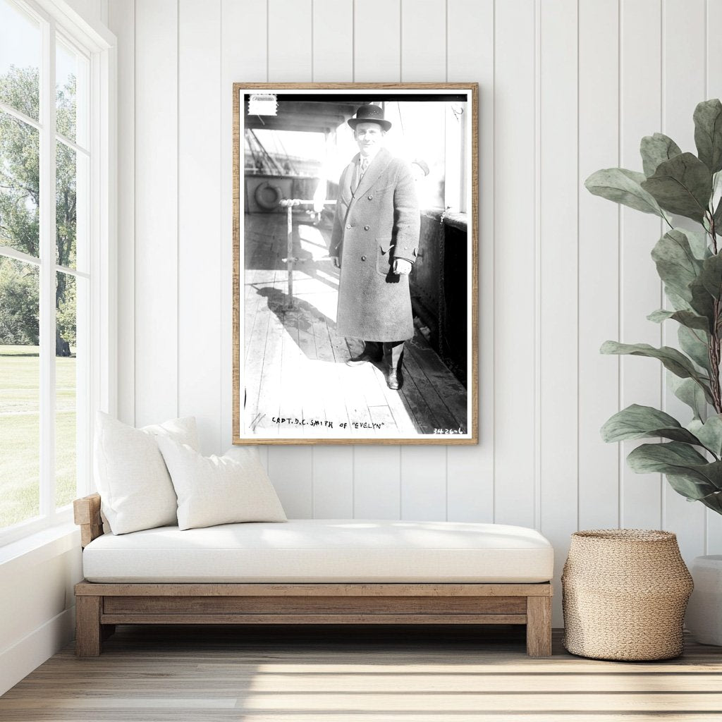 1915 Portrait of Captain D.C. Smith aboard EVELYN