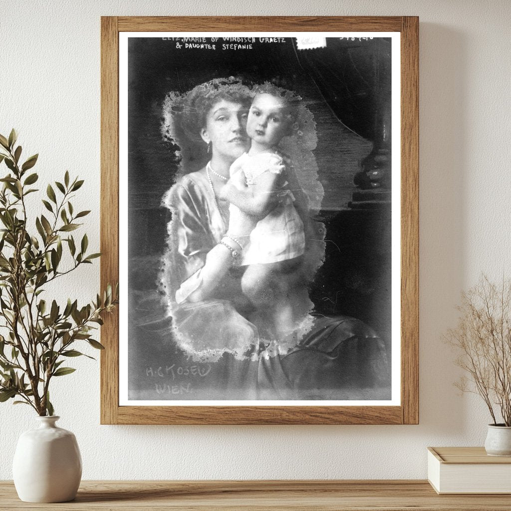 Historic Eliz. Marie Windisch Graetz and daughter Stefanie Print, Vintage Art