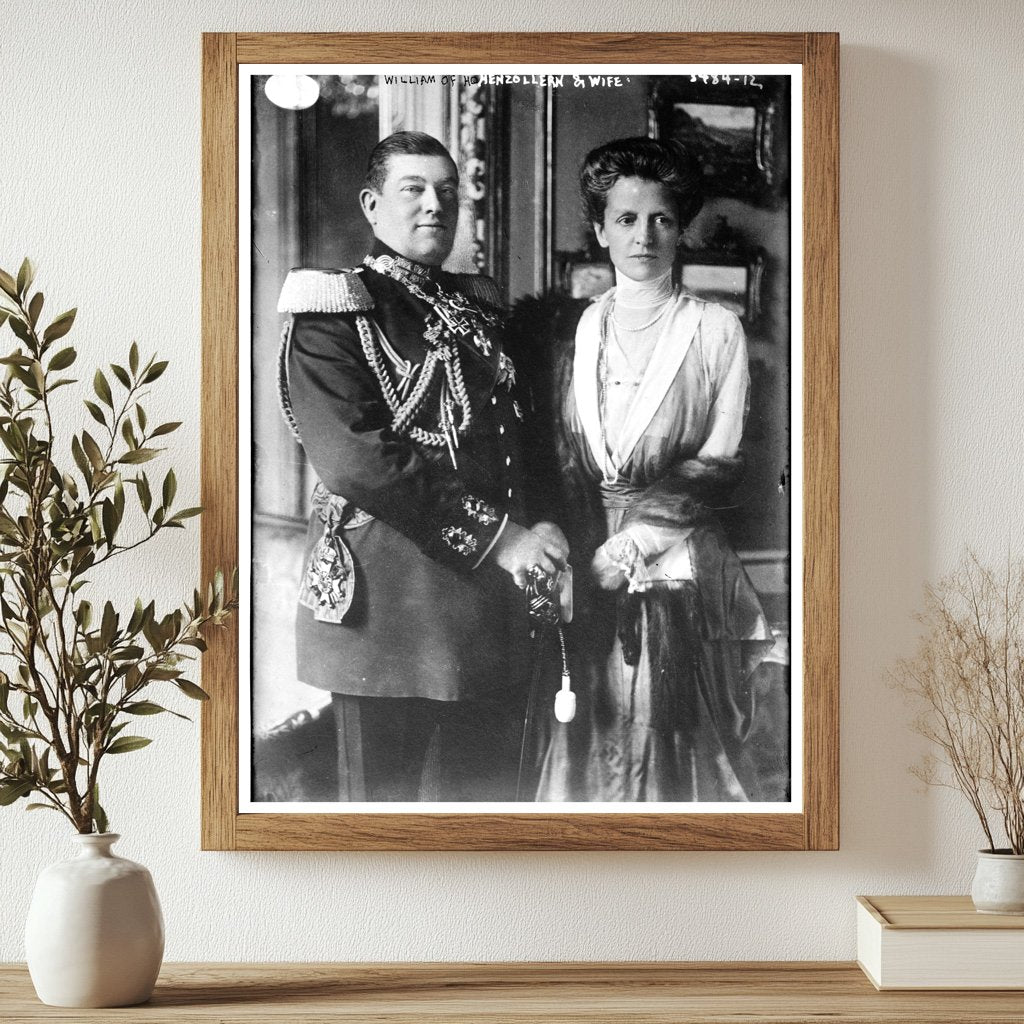 Historic William of Hohenzollern and wife Print, Vintage Art