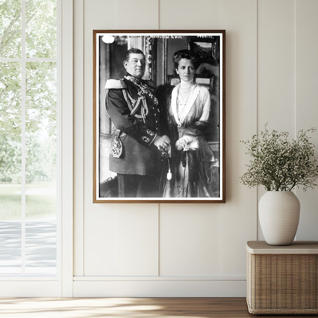 Historic William of Hohenzollern and wife Print, Vintage Art
