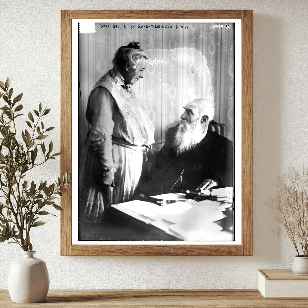 Historic Duke Geo. II of Saxe-Meiningen and wife Print, Vintage Art