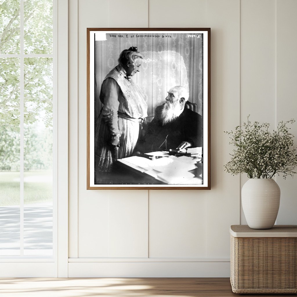 Historic Duke Geo. II of Saxe-Meiningen and wife Print, Vintage Art