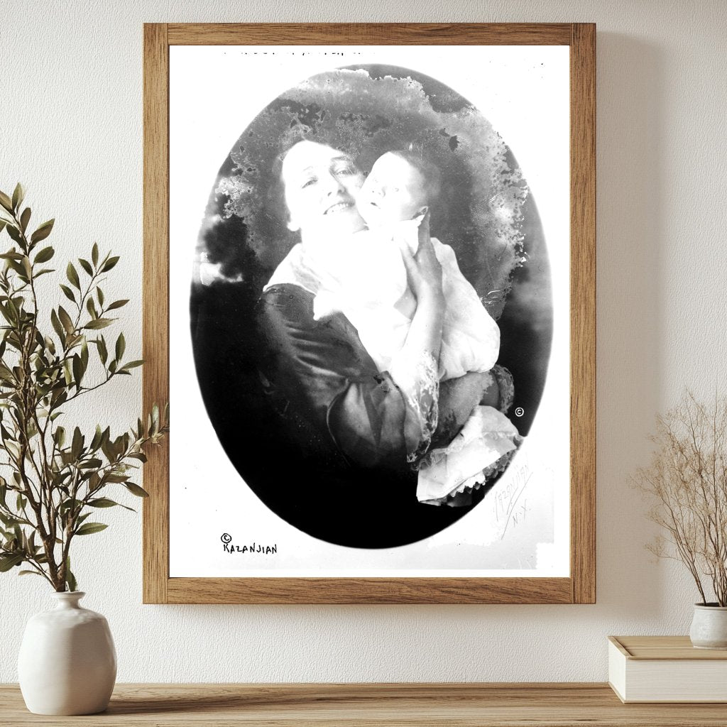 Historic Mrs. De Wolf Hopper and baby Print, Vintage Art