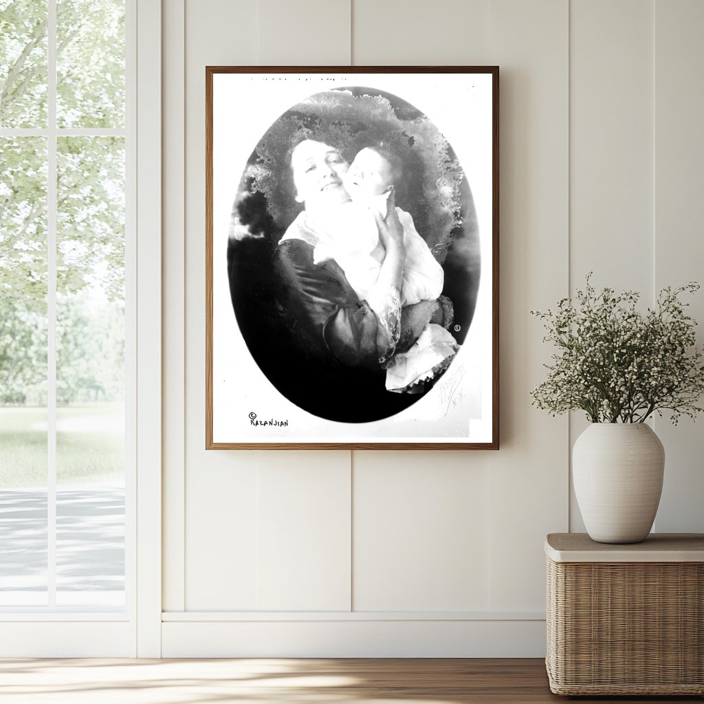 Historic Mrs. De Wolf Hopper and baby Print, Vintage Art