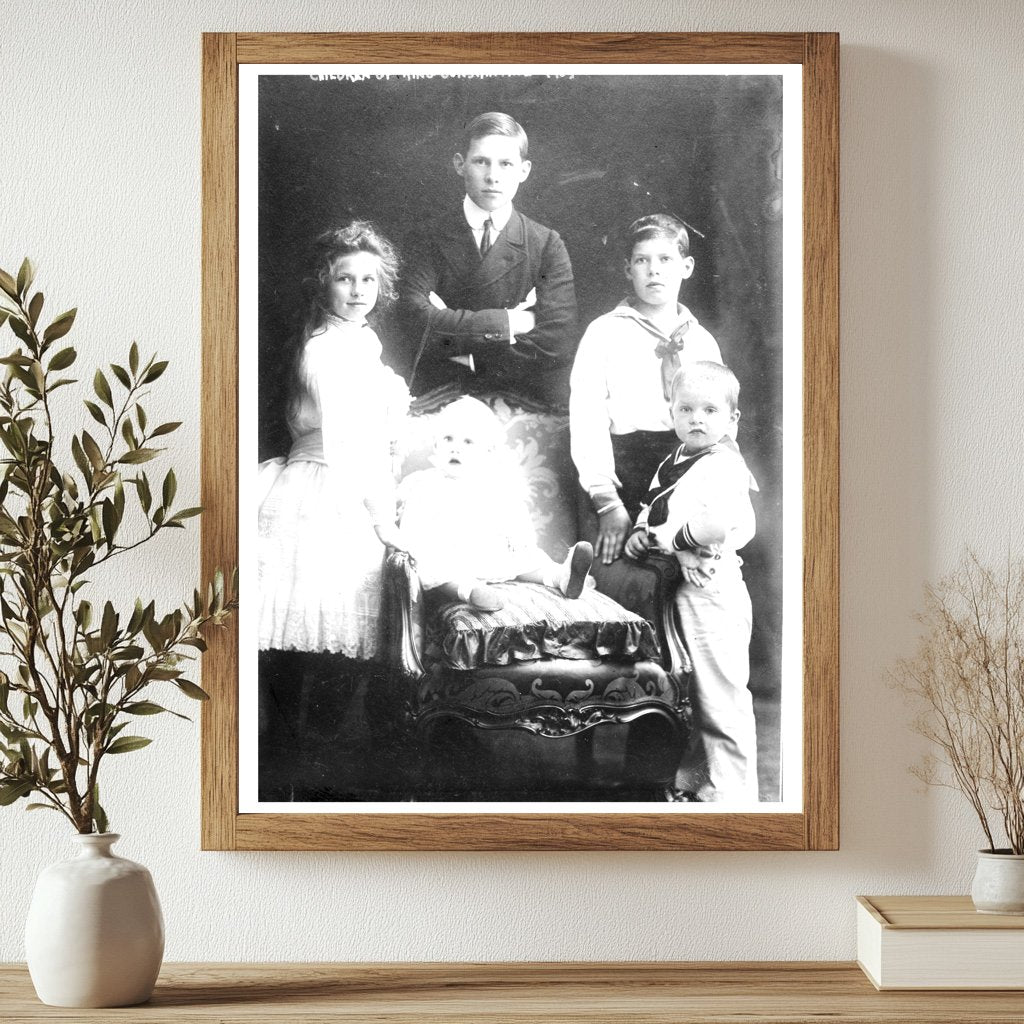 Historic Children of King Constantine, 1905 Print, Vintage Art