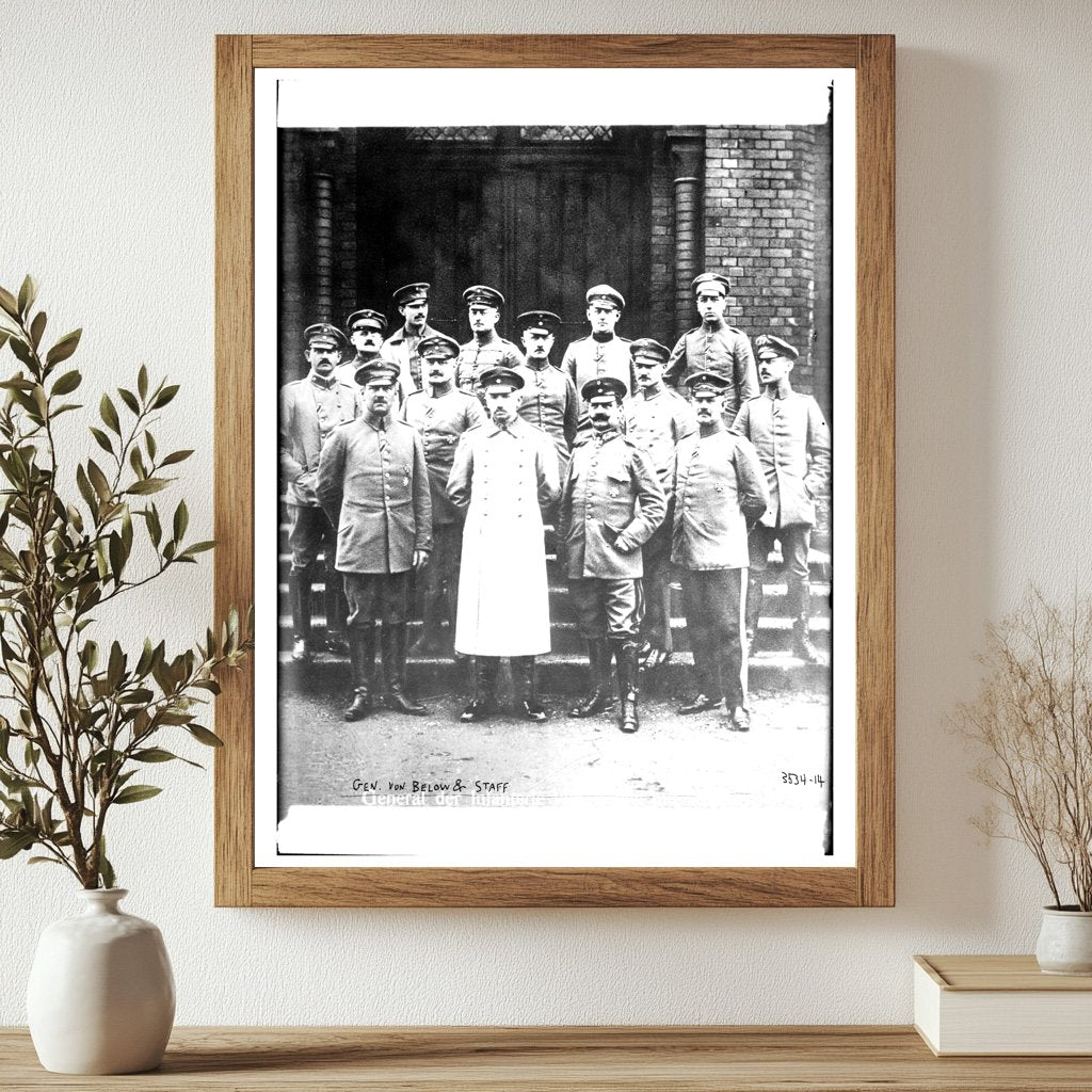 Historic Gen. Von Below & staff Print, Vintage Art