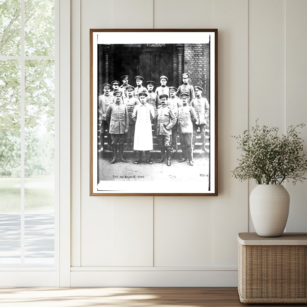 Historic Gen. Von Below & staff Print, Vintage Art