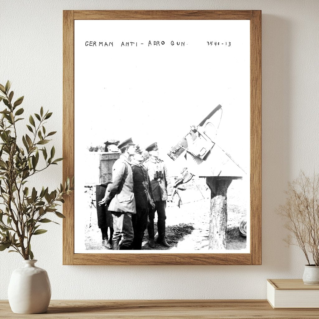 Historic German Anti-aero gun Print, Vintage Art