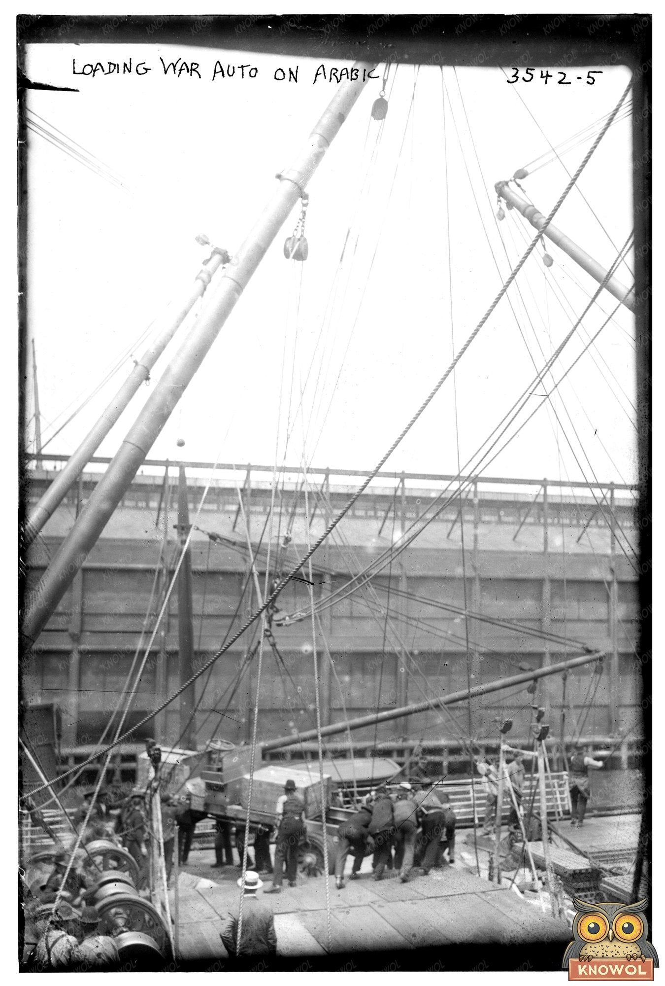 1910s War Auto Loading on Arabic Ship: A Vintage Snapshot