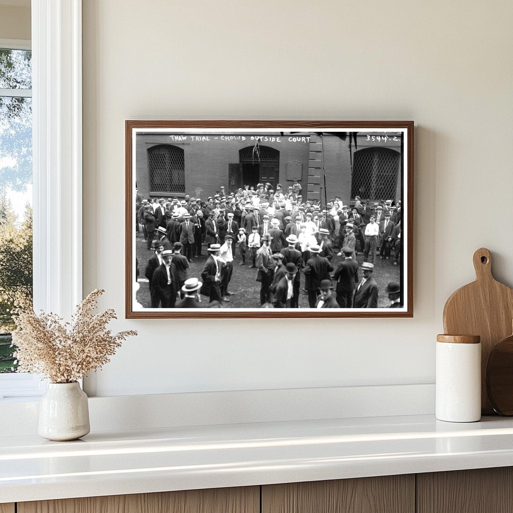 Crowd Outside Courthouse: Thaw Trial Historic Scene