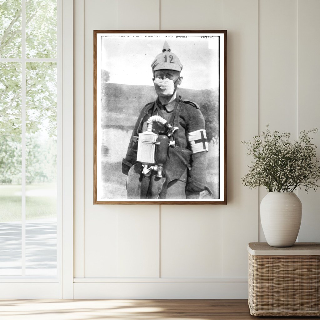 Historic German Protection against gas bombs Print, Vintage Art