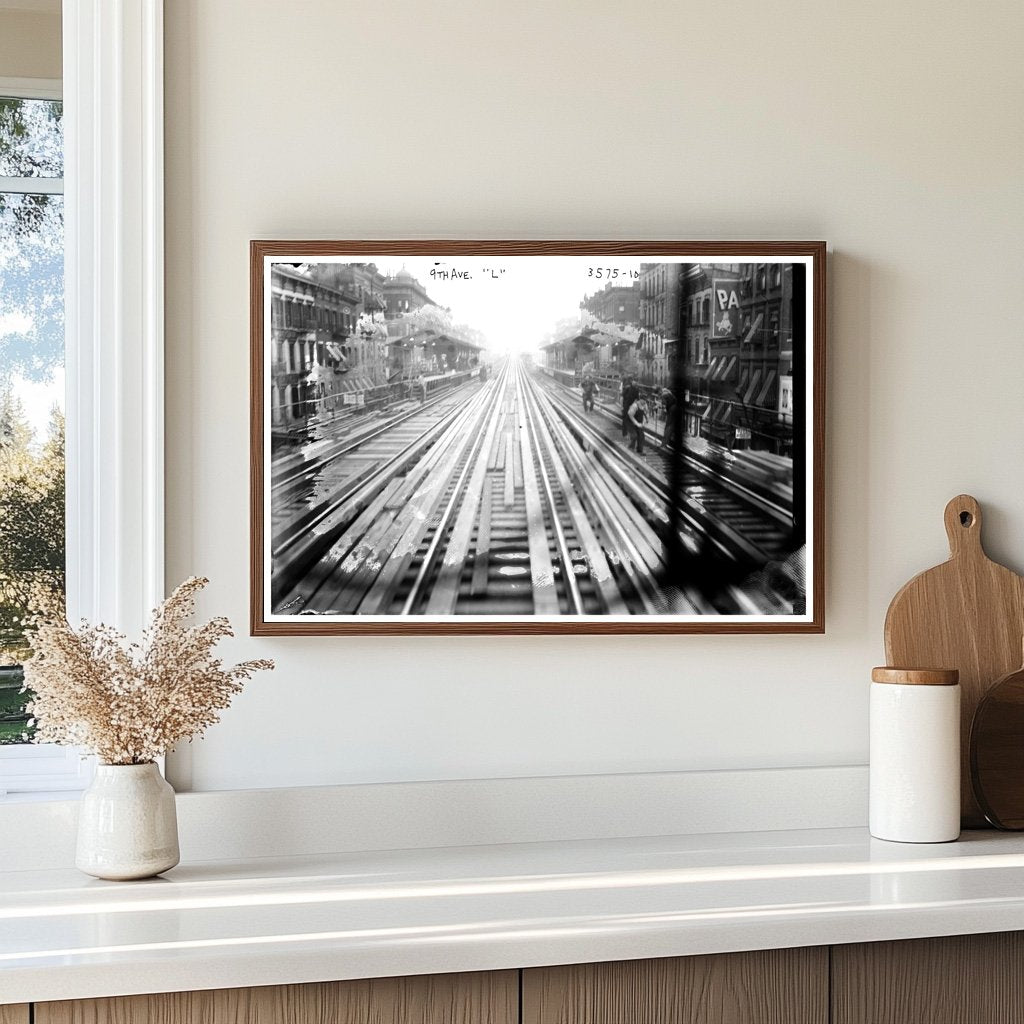Historic 9th Ave. Elevated Train, NYC Circa 1914