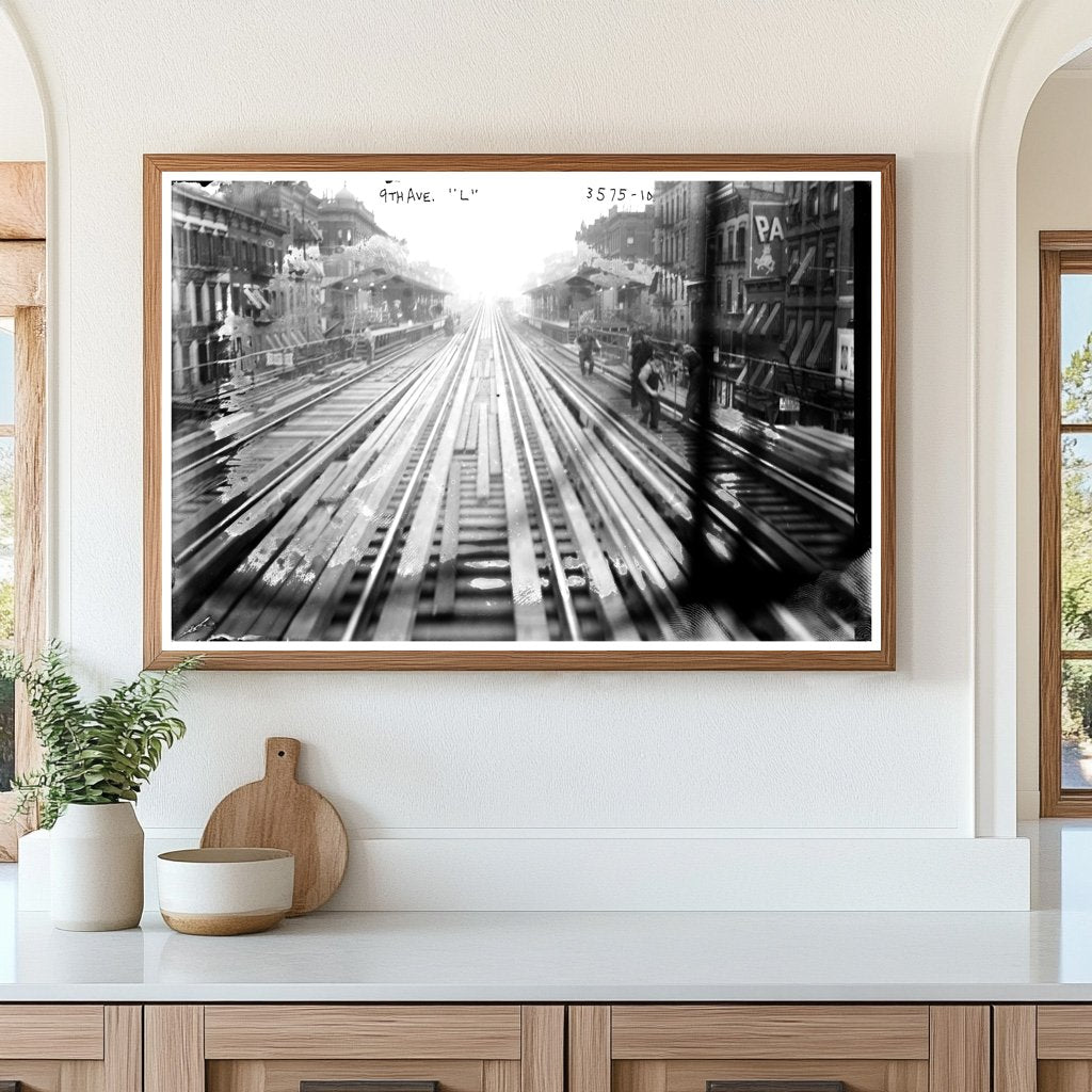 Historic 9th Ave. Elevated Train, NYC Circa 1914