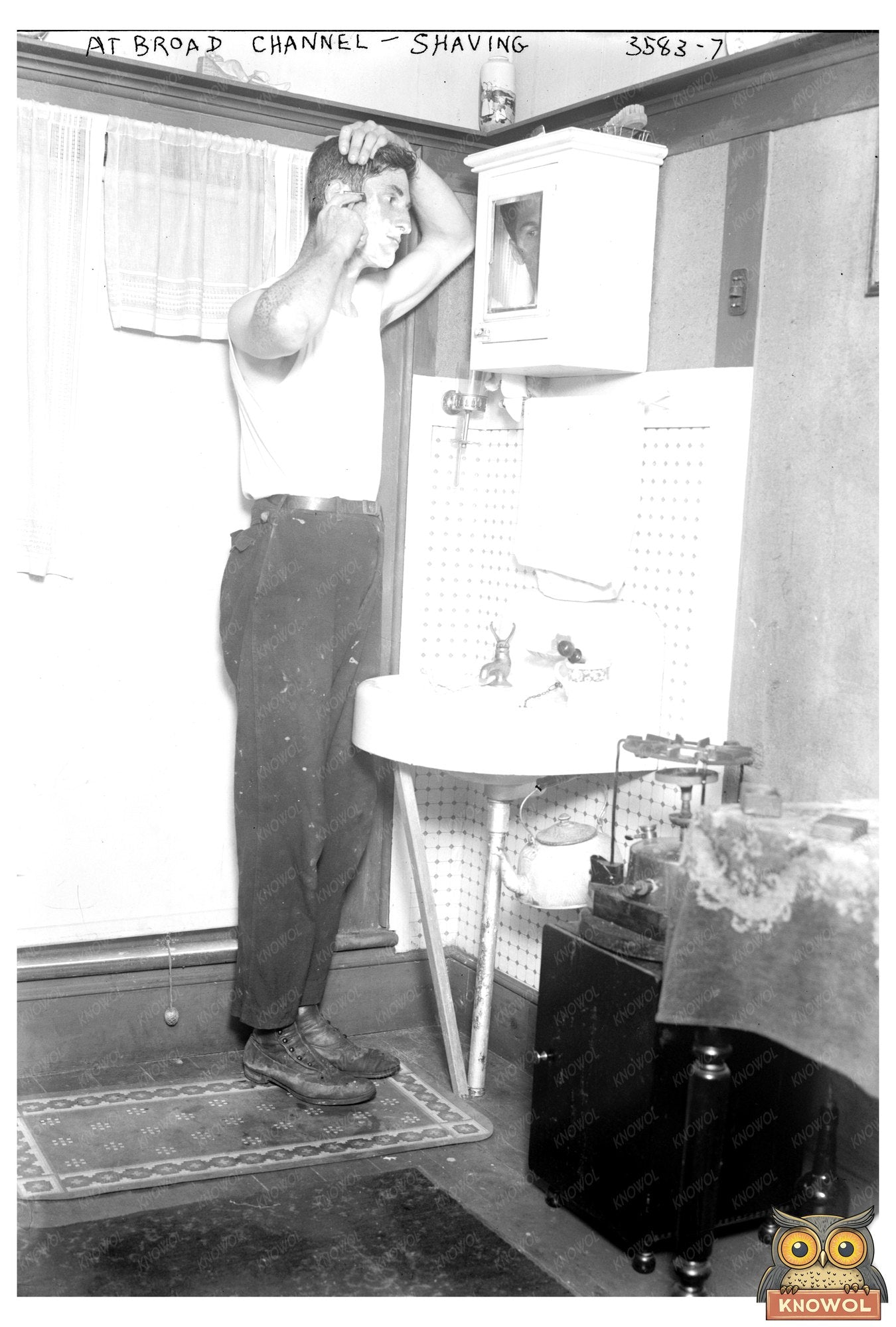 Early 1910s Broad Channel Life: Shaving by the Bay
