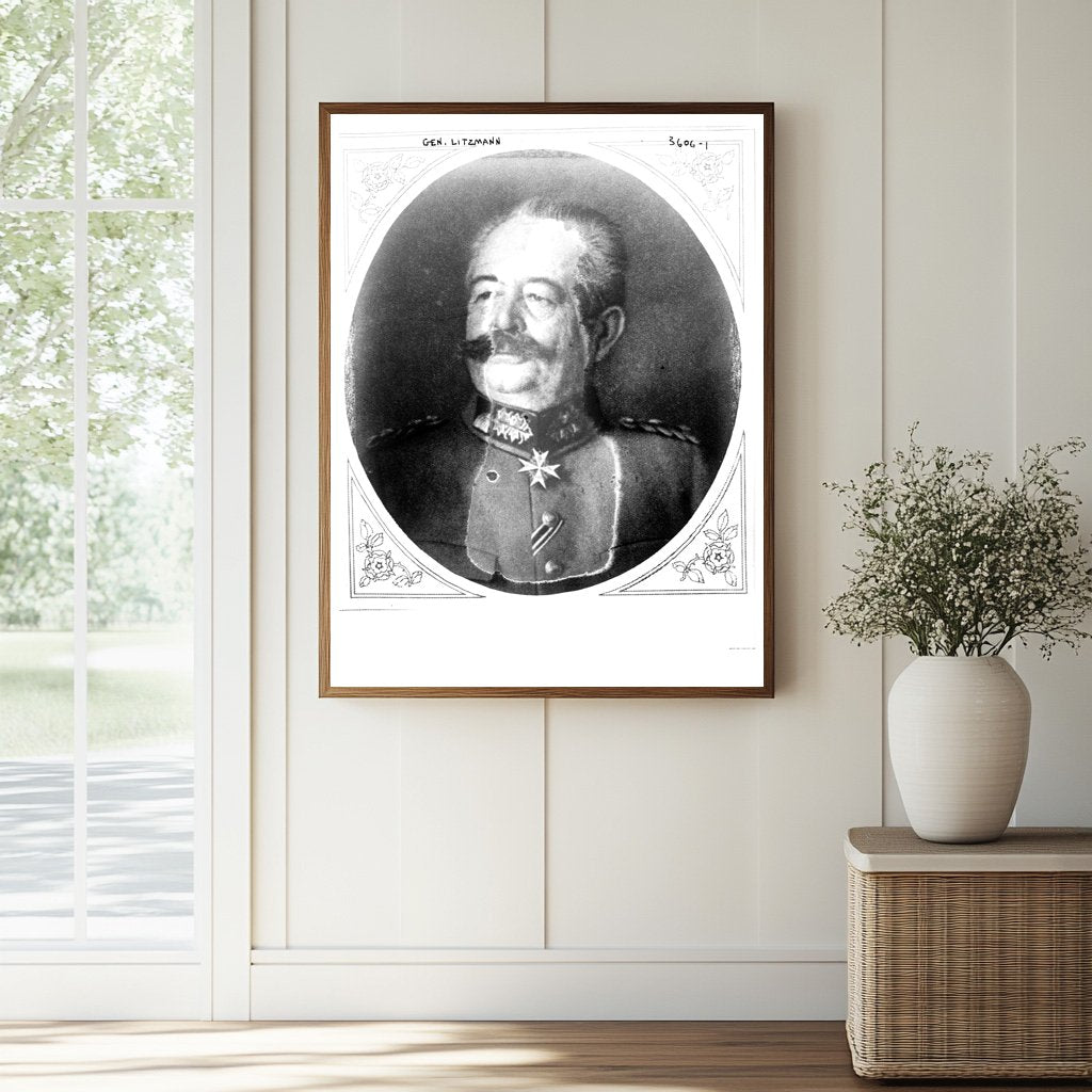 Historic Gen. Litzmann Print, Vintage Art