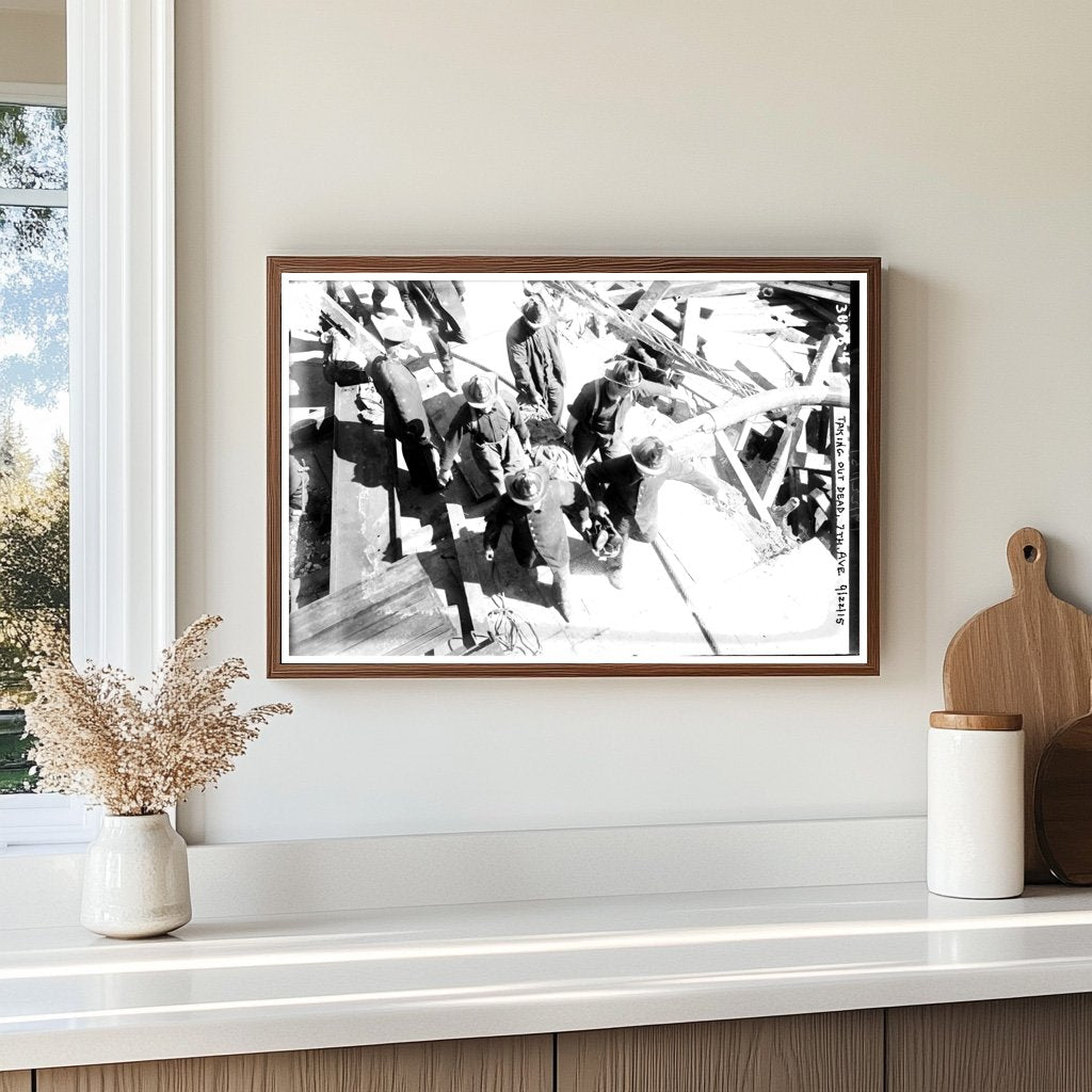 Somber Scene: Recovery Efforts on 7th Avenue, 1915