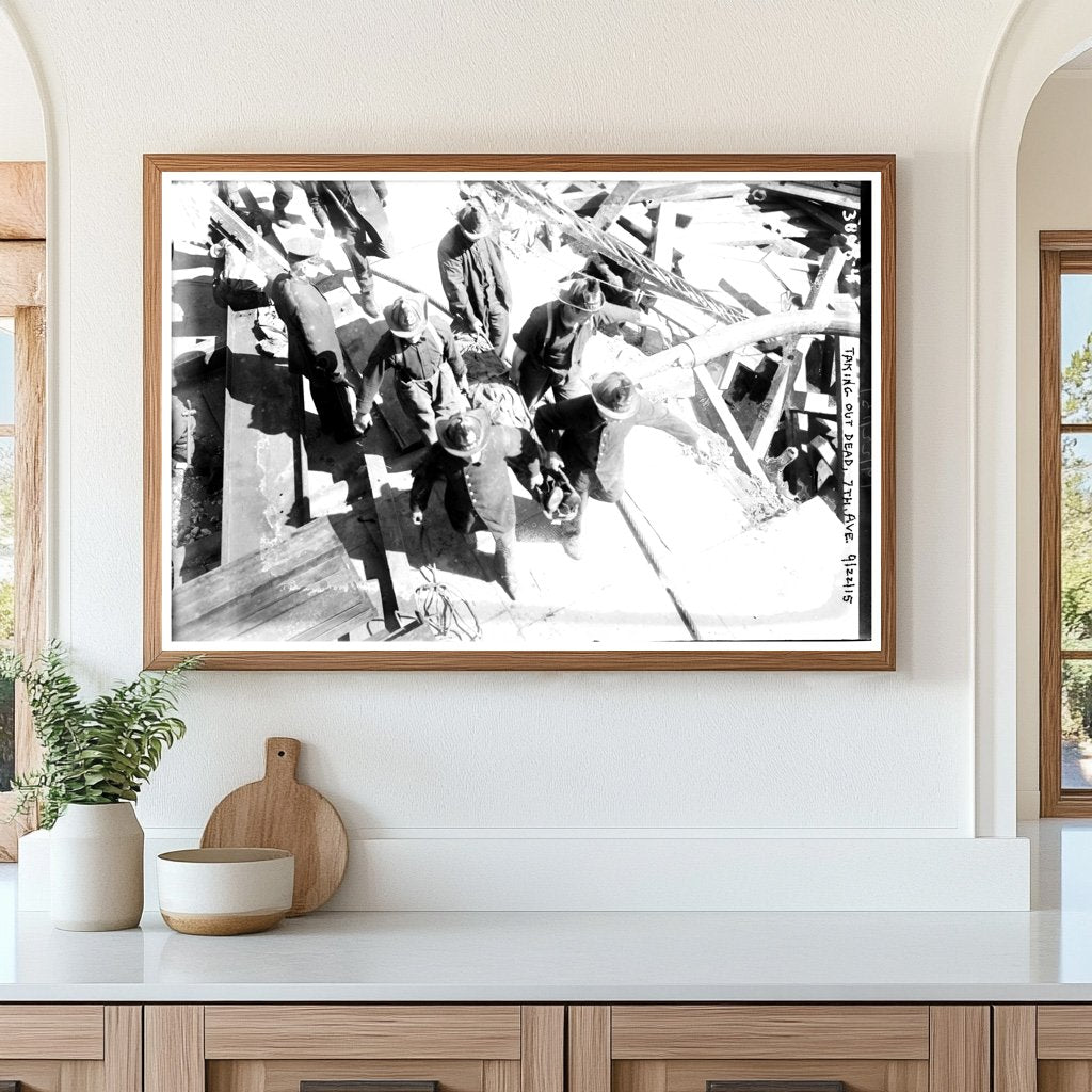 Somber Scene: Recovery Efforts on 7th Avenue, 1915