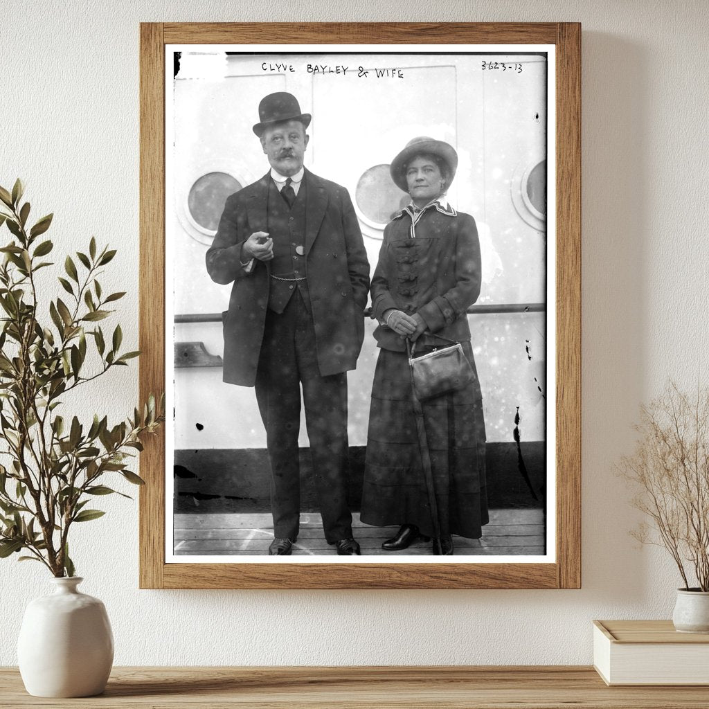 Historic Clyve Bayley and wife Print, Vintage Art