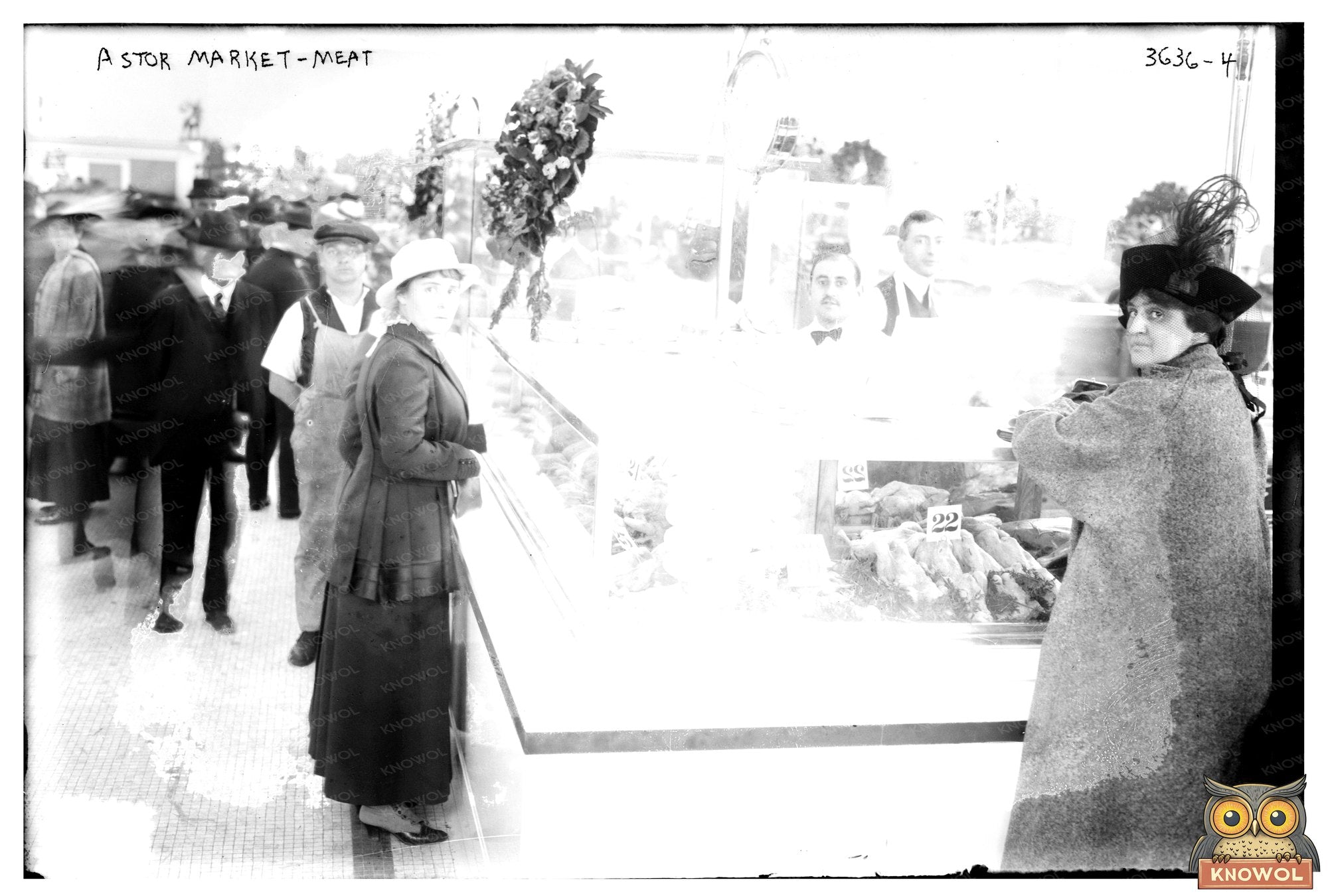 Vivid Meat Market Scene at Astor, circa 1910-1915