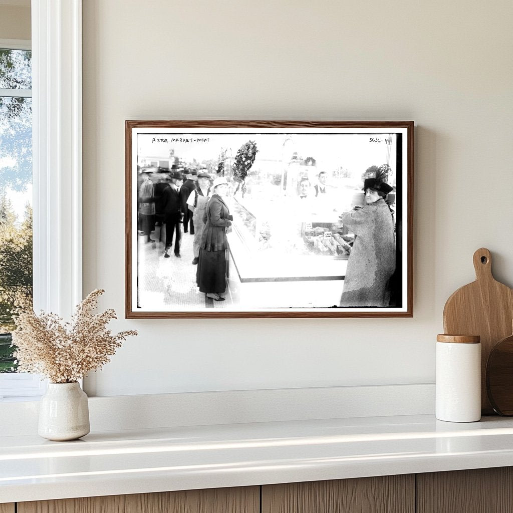 Vivid Meat Market Scene at Astor, circa 1910-1915