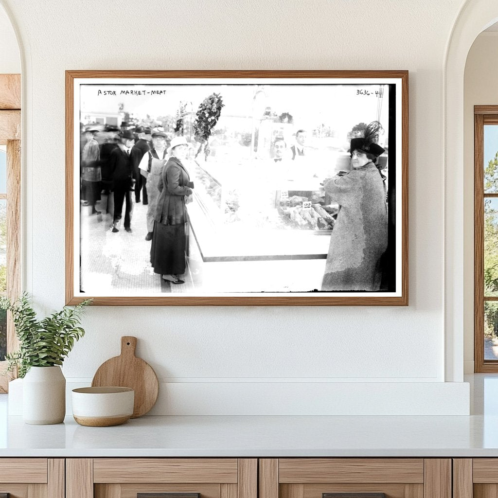 Vivid Meat Market Scene at Astor, circa 1910-1915