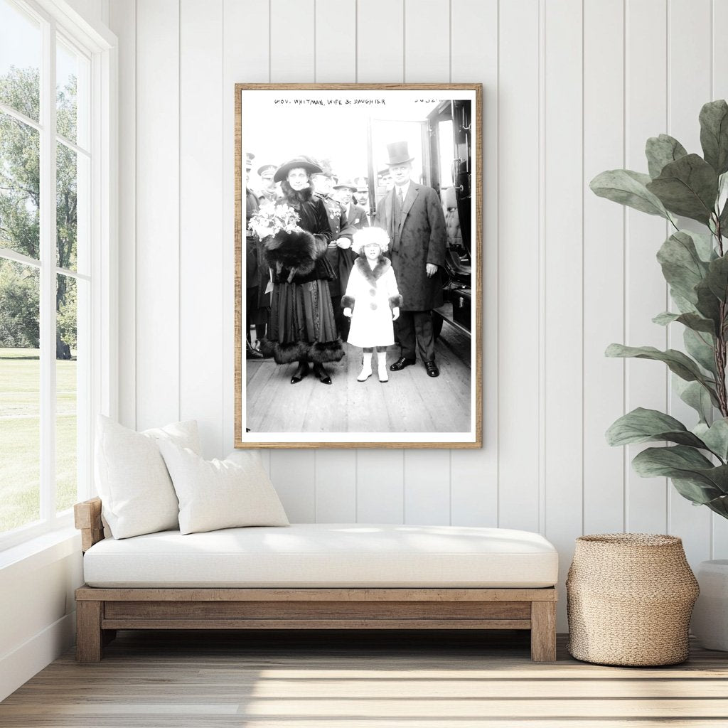 Family Trio: Gov. Whitman with Wife & Daughter, 1915