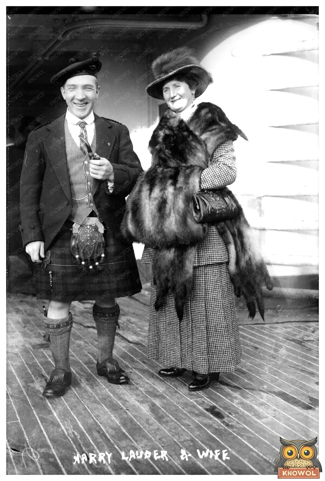 1915 Portrait of Scottish Star Harry Lauder & Spouse