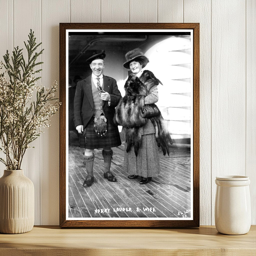 1915 Portrait of Scottish Star Harry Lauder & Spouse