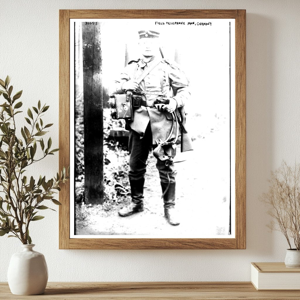 Historic Field Telephone Man, Germany Print, Vintage Art