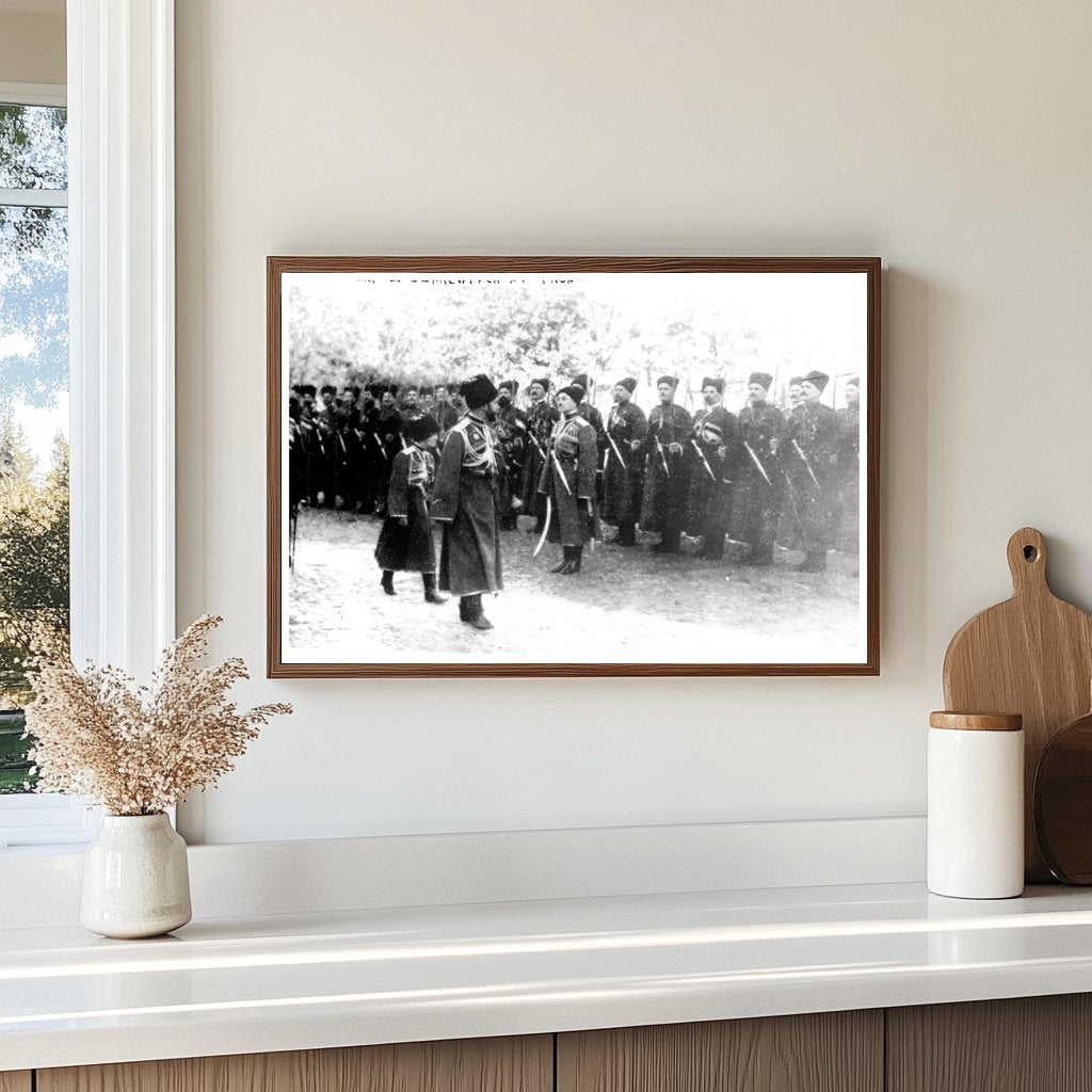 Czar Nicholas II and Alexei with Cossacks, 1910s