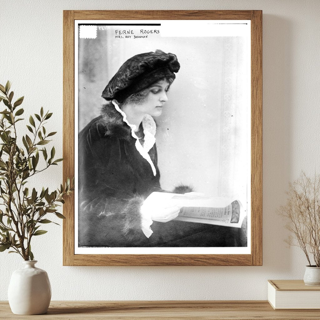 Historic Ferne Rogers (Mrs. Roy Bowman) Print, Vintage Art