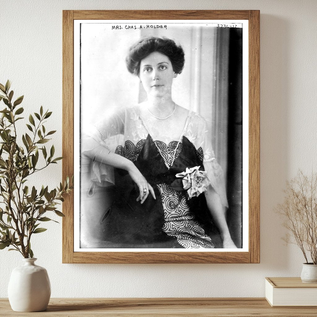 Historic Mrs. Chas. A. Holder Print, Vintage Art