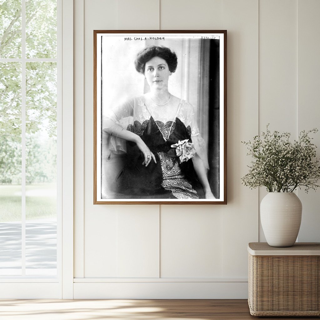 Historic Mrs. Chas. A. Holder Print, Vintage Art