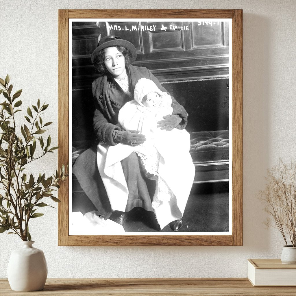 Historic Mrs. L.M. Riley and Emilie Print, Vintage Art
