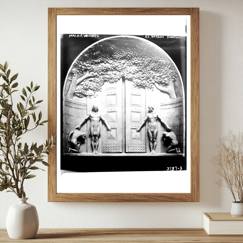 Historic Mrs. H.P. Whitney's "El Dorado Fountain" Print, Vintage Art