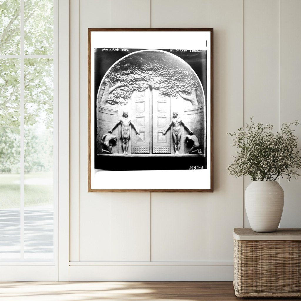 Historic Mrs. H.P. Whitney's "El Dorado Fountain" Print, Vintage Art