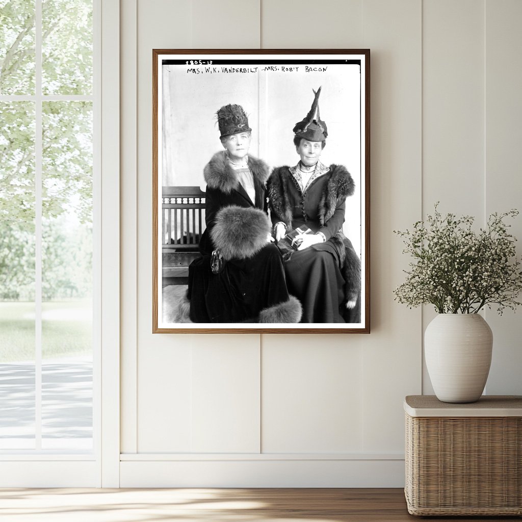 Historic Mrs. W.K. Vanderbilt & Mrs. Rob't Bacon Print, Vintage Art