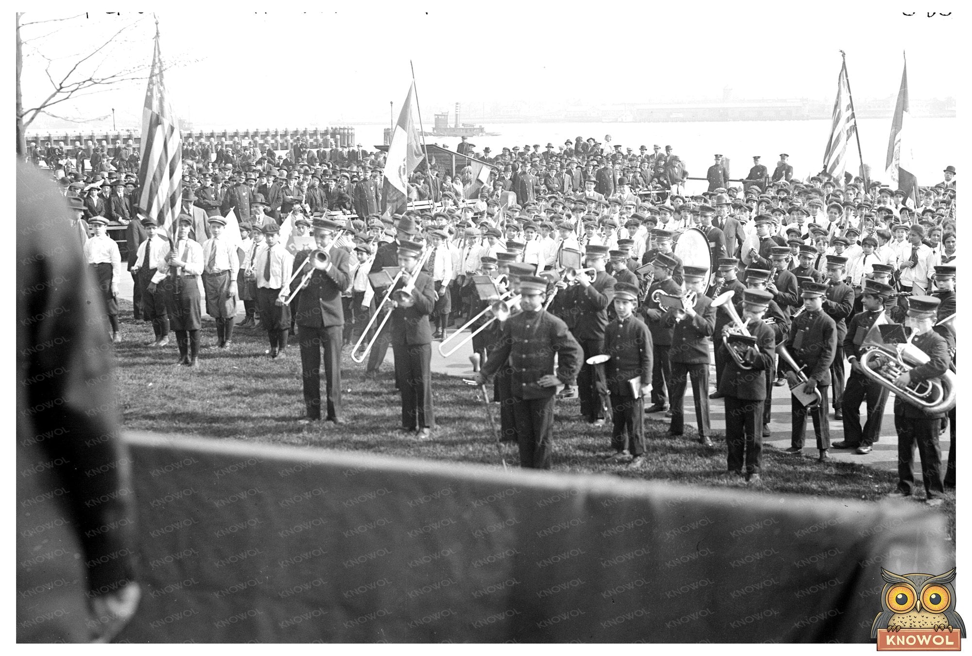 Patriotic Flag Raising at NYC Battery, 1916