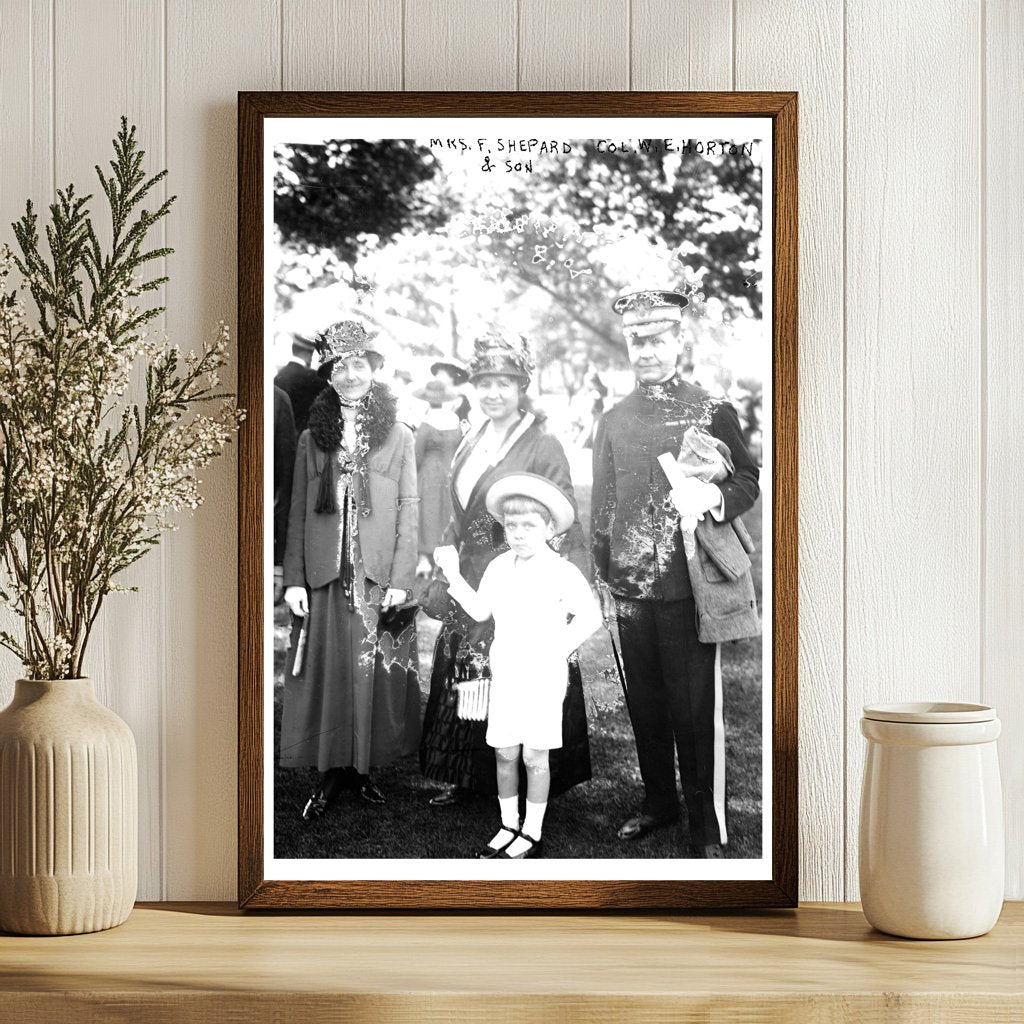 1916 Family Portrait: Mrs. Shepard, Son & Col. Horton
