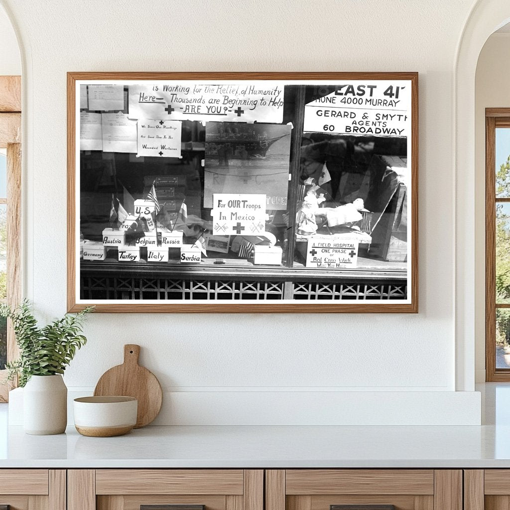 Historic Red Cross Window in Early 20th Century NYC