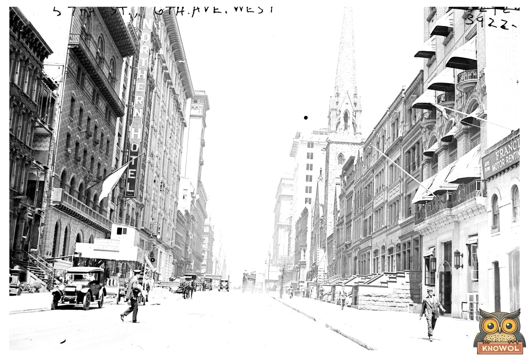 Vibrant 1916 NYC: 57th St. & 6th Ave. Scene