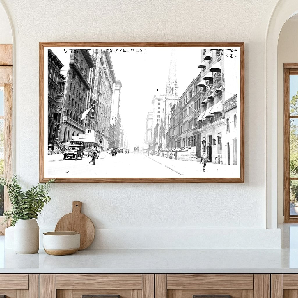 Vibrant 1916 NYC: 57th St. & 6th Ave. Scene