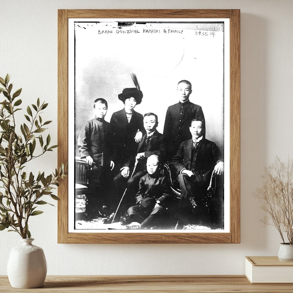 Historic Baron Gonzuke Hayashi & family Print, Vintage Art