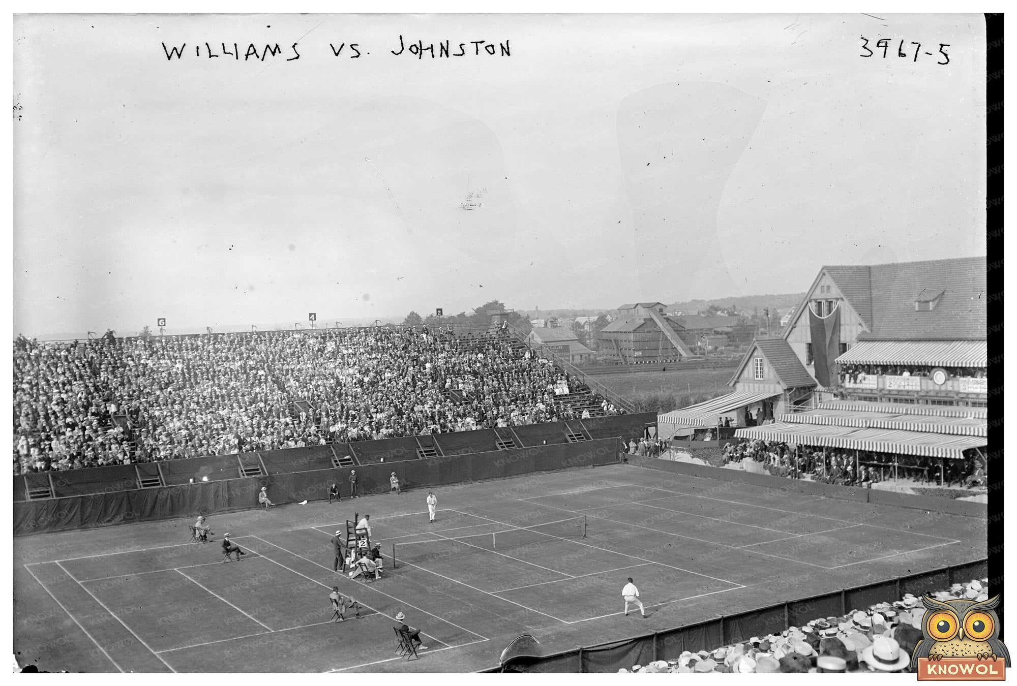 1916 Tennis Showdown: Williams vs Johnston Action Shot