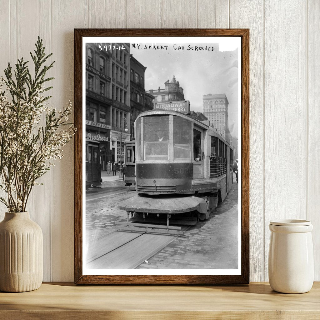 Vintage New York Streetcar Scene, 1915-1920